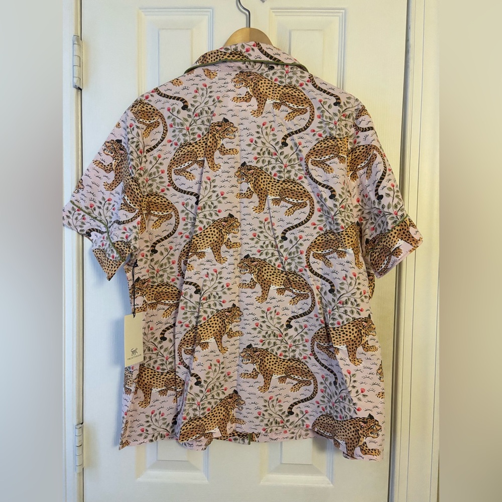 NWT Printfresh Bagheera Short-Sleeve Button Down Pajama Top - Blush - Picture 3 of 7